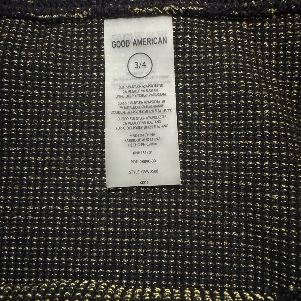 Good American Always Fits Bikini Bottom. Glittery Black & Gold SZ XL NWT - Picture 3 of 8